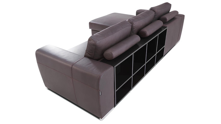 Moderná rohová sedacia súprava s koženým zakončením a funkciou postele