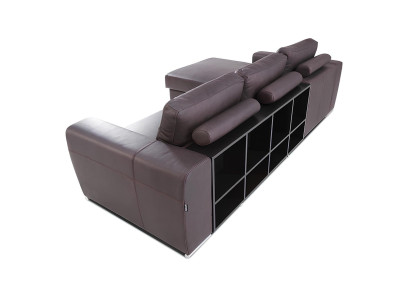 Moderná rohová sedacia súprava s koženým zakončením a funkciou postele