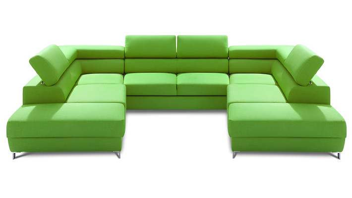 U-tvarovaný gauč s funkciou postele z látky