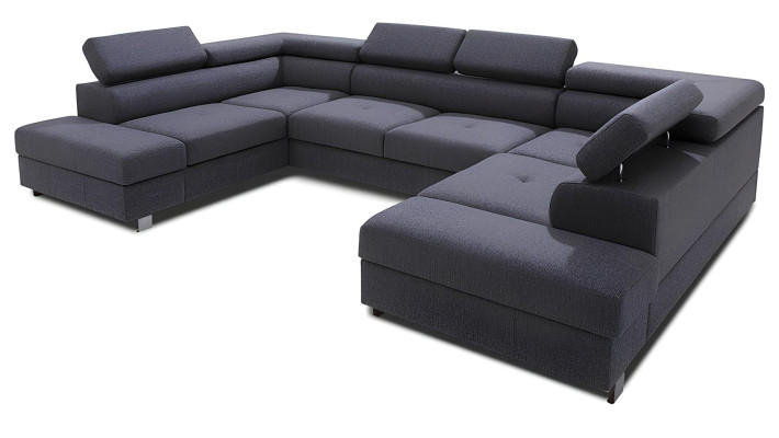 U-tvarovaná lavica s funkciou postele a úložným priestorom z textilu