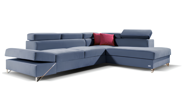 Moderné L-pohovka s mechanizmom na spanie