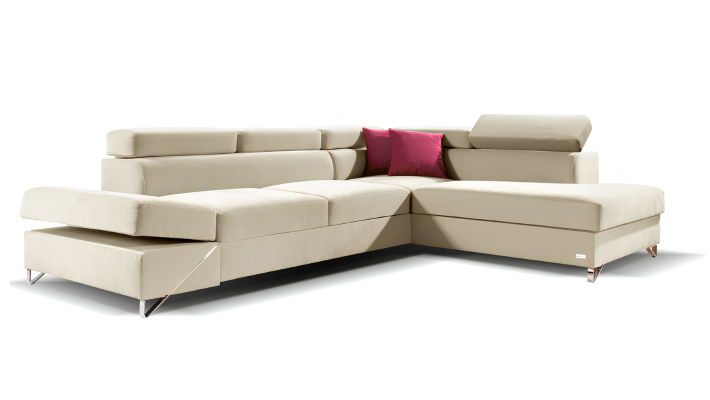 Moderné L-pohovka s mechanizmom na spanie