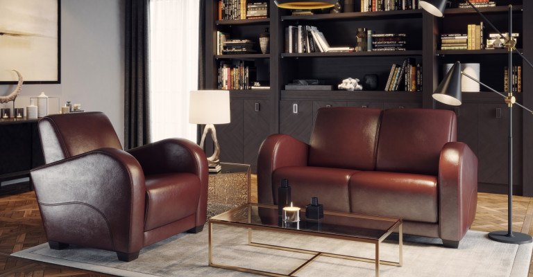 Moderný stôl z 100% talianskej kože do obývacej izby