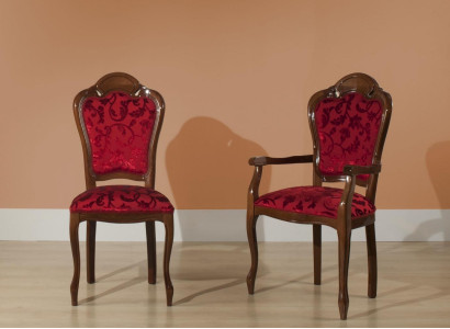 Klasika tvarovaný jedálenský stôl nový červený textil