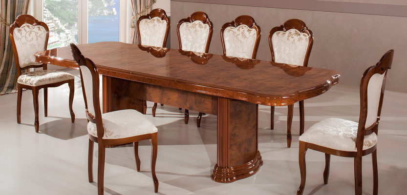 Klasický 9-dielny set stolov a stoličiek Luxusný nábytok Nový
