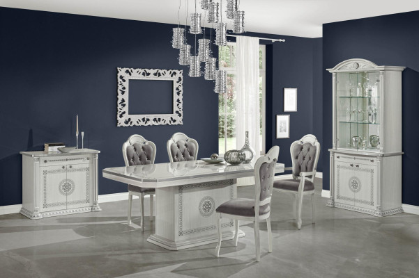 Jedálenský set stola stoličky komoda výstava skupina biela 7 kusov