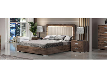 Moderná posteľná súprava s posteľou, nočným stolíkom, komodou a zrkadlom - 6 kusov