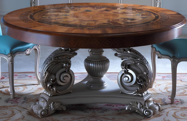 Kruhový jedálenský stôl z masívneho talianskeho dreva