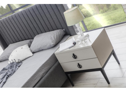 Sivá posteľ + 2x nočná skrinka 3-dielna súprava nová