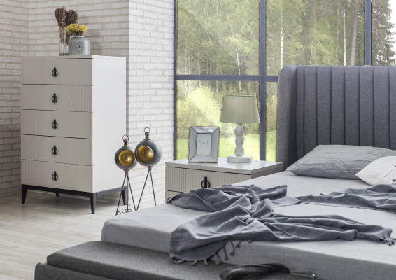 Sivá posteľ + 2x nočná skrinka 3-dielna súprava nová