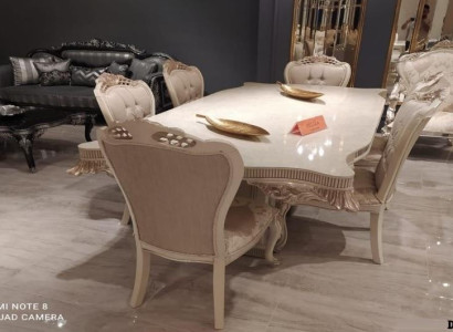 Luxusný drevený stôl kompletný set 6x kresiel celkom 7 kusov