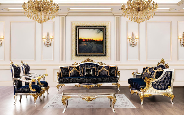 Klasická baroková drevená kávová stôl - Klasický nábytok do obývačky