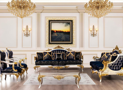 Klasická baroková drevená kávová stôl - Klasický nábytok do obývačky