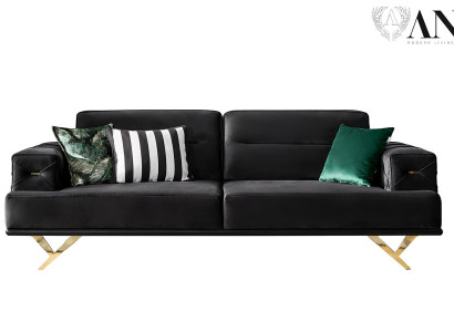 Moderný čierny gauč s nábytkom z luxusnej tkaniny
