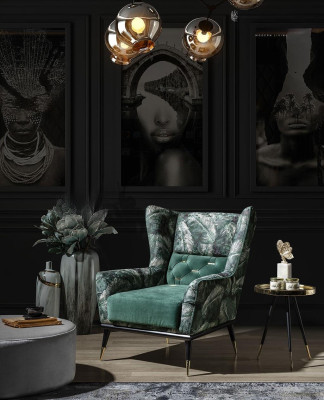 Luxusná zelená čalúnená stolička nová