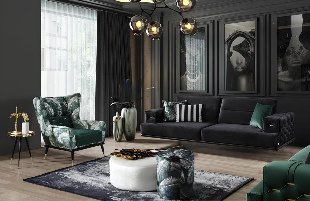 Luxusný zelený otomanský stôl