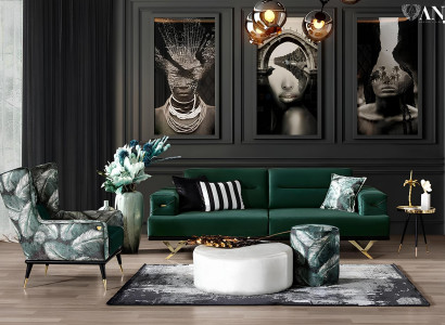 Luxusný zelený otomanský stôl