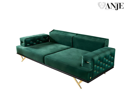 Kompletný gauč do obývačky pre tri osoby v zelenej nerezovej ocele