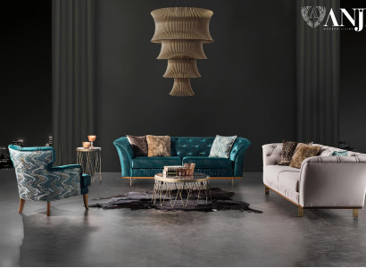 Moderná luxusná tyrkysová sedacia súprava do obývačky