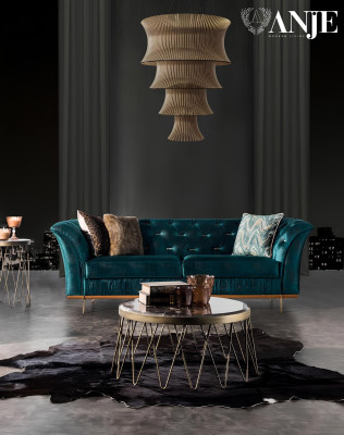 Moderná luxusná tyrkysová sedacia súprava do obývačky