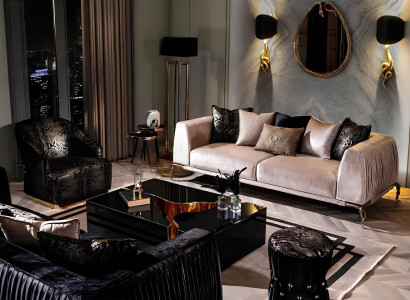 Elegantná čierna kovová stolička na dekoráciu obývačky