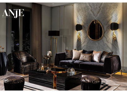 Moderná luxusná čierna kávová stolík v troch častiach