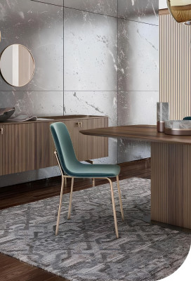 Moderný jedálenský komplet luxusného nábytku stola stoličky bufet