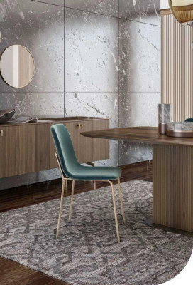 Luxusná moderná jedáleň, moderný štýlový nábytok, kvalitná drevená práca