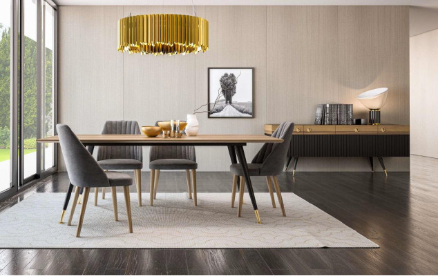 Luxusná sivá tkaninová kuchynská stolička so strednou mäkkosťou