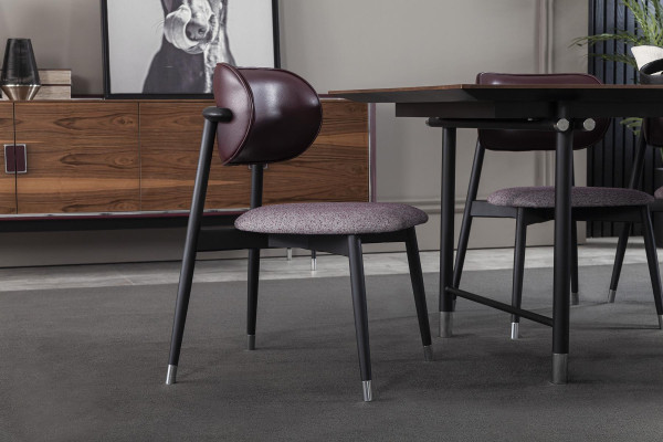 Luxusná čalúnená stolička, loft štýl, sivá, kožená kuchynská stolička