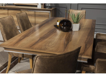 Luxusný jedálenský stôl so 4 stoličkami a nastaviteľným bufetom v 5 častiach