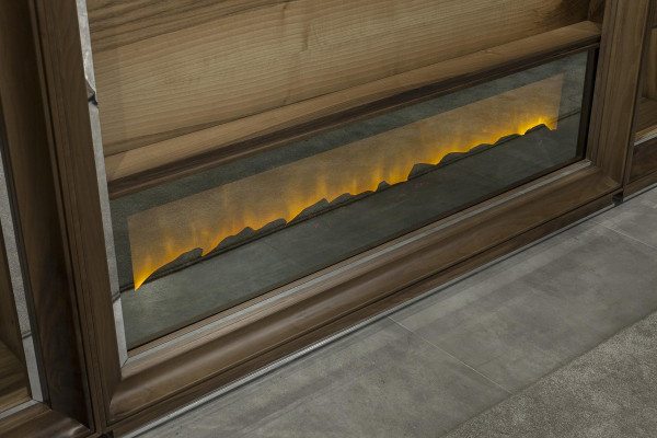 Luxusná obývacia stena, 448 cm, s drevenou pecou