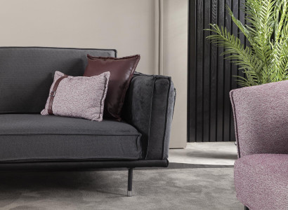 Taliansky štýl nábytku, sivá sedacia súprava, vankúše, podkrovie, 3 kusy