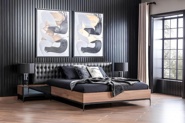 Kompletná posteľná súprava Perfect s čiernou posteľou a nočnou lampou, 8 kusov.