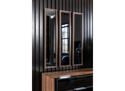 Luxusné trojité zrkadlo s hnedým rámom