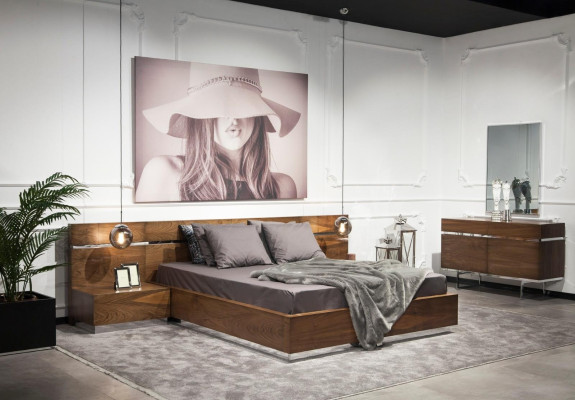 Luxusná nočná skrinka s zrkadlom 130 cm, set 2 dielov