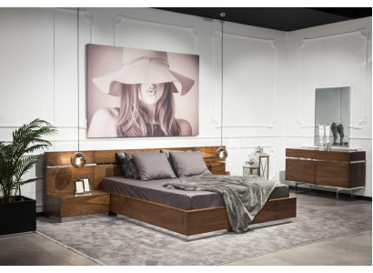 Luxusná nočná skrinka s zrkadlom 130 cm, set 2 dielov