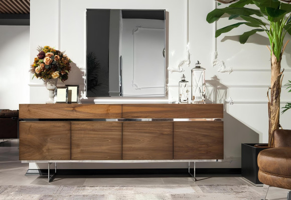 Súprava jedálenského stola so 4 stoličkami, trvalá, zrkadlo