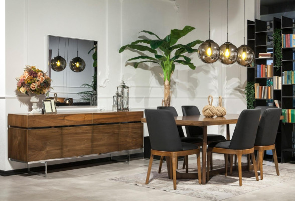 Luxusná kožená stolička, čalúnené stoly, čierny kuchynský nábytok