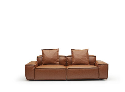 Sofa s 3 sedeži 240 cm z udobnimi rjavimi blazinami za dnevno sobo