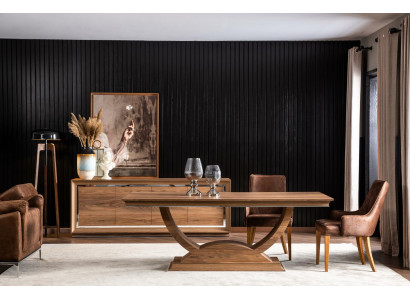 Elegantný stôl v loft štýle - kuchynský stôl z čiernej kože