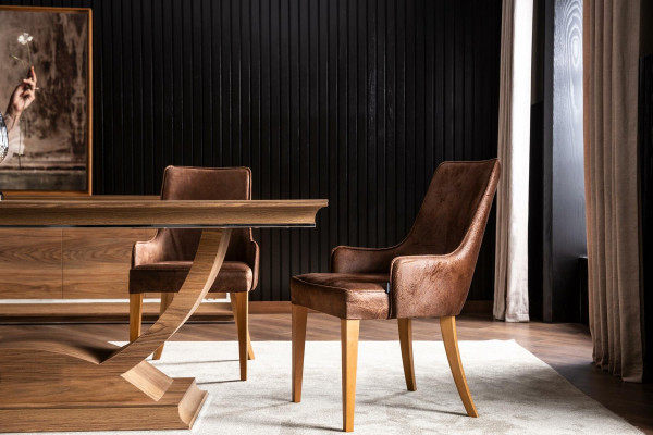 Elegantný stôl v loft štýle - kuchynský stôl z čiernej kože