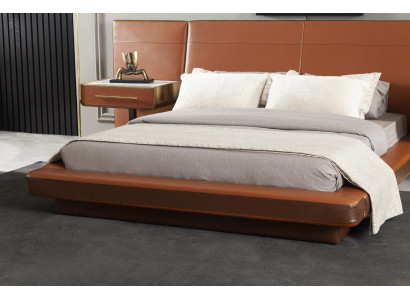 Sada oranžovej postele s 2 mobilnými nočnými stolíkmi, 3 šikmými