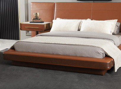 Sada oranžovej postele s 2 mobilnými nočnými stolíkmi, 3 šikmými