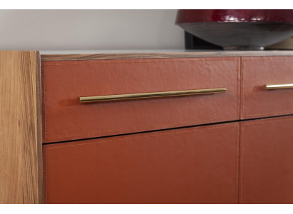 Oranžová komoda s zásuvkami a policami, XXL nočná komoda, bufet 240 cm