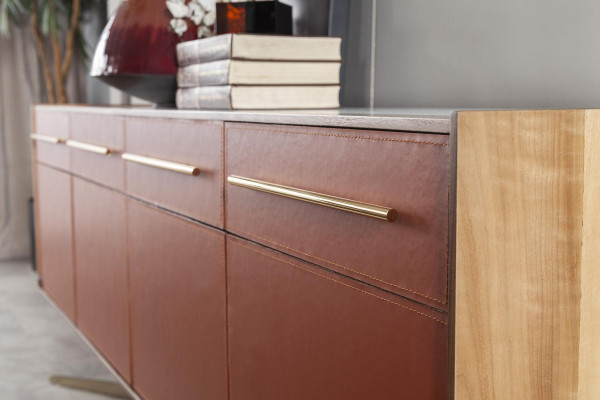 Oranžová komoda s zásuvkami a policami, XXL nočná komoda, bufet 240 cm