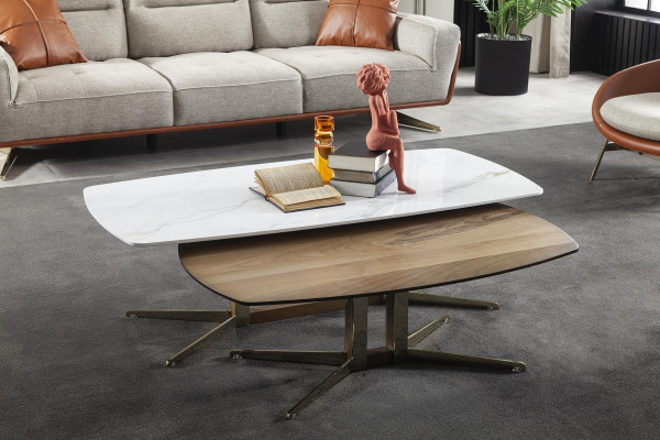 Luxusný konferenčný stolík, pohyblivé stoly do obývačky, drevené stoly 2 kusy.