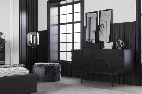 Luxusná spálňa s nábytkom z skrine, nočnými stolíkmi a 2 nočnými stolíkmi, 5 dielov.