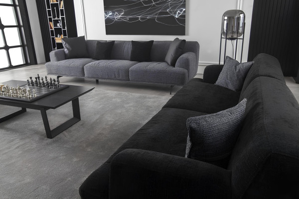 Sivá sedacia súprava pre 4+1 osôb s odnímateľnými vankúšmi, 3 kusy