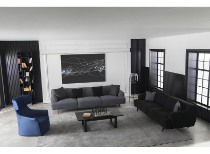 Sivá sedacia súprava pre 4+1 osôb s odnímateľnými vankúšmi, 3 kusy